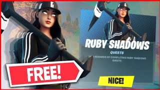 Unlocking new FREE RUBY SHADOWS skin in Fortnite! | check description to unlock free! (any platform)