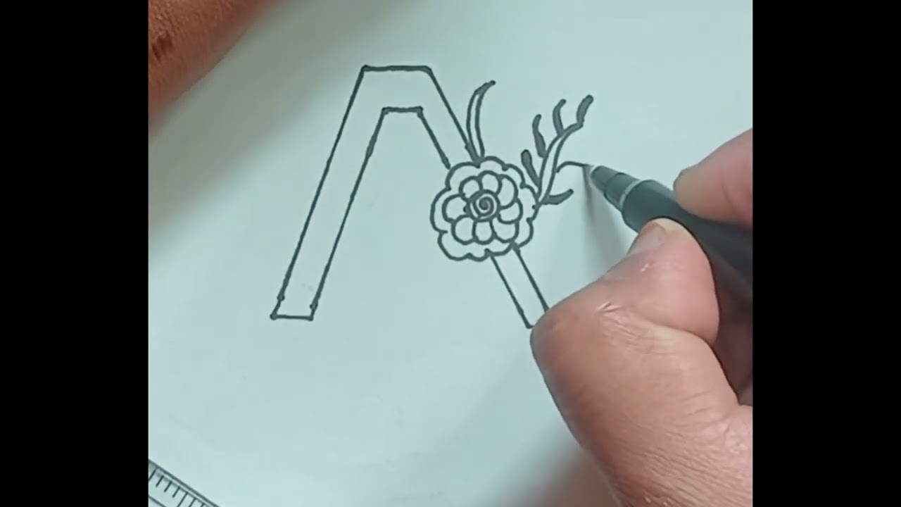 3d letterA mehandi design 