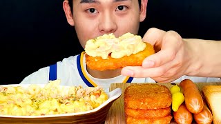 꾸덕한 맥앤치즈와 해쉬브라운 소세지 미니식빵 먹방~!!Mac&Cheese Hash Brown Sausage Mini Bread MuKBang~!!