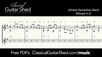 JS Bach: Minuet in G - Free sheet music and TABS for classical guitar