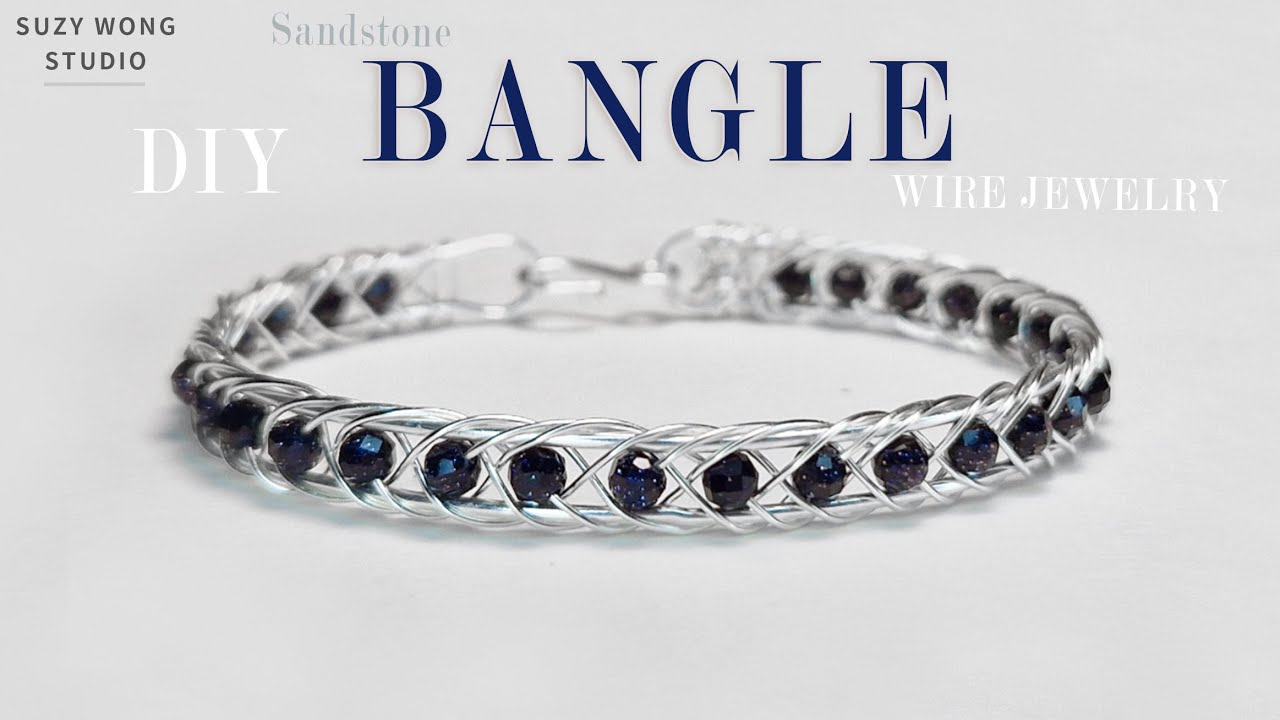 Sandstone Bangle Wire Wrap Bracelet Tutorial Simple Bangle DIY Bracelet DIY Jewelry How to