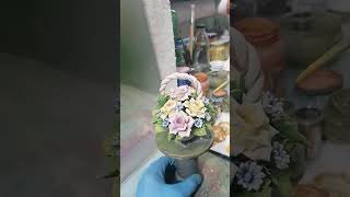 Capodimonte porcelain baskets with flowers.