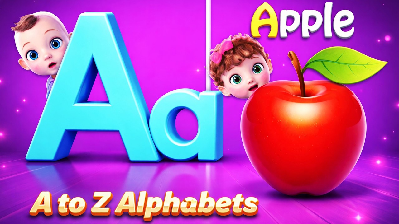 Phonics Song 🎵 with TWO Words | A for Apple 🍎| ABC Alphabet Song with ...