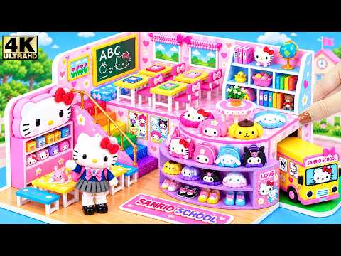 🌈🎀 Build Gorgeous Hello Kitty School with Colorful School Supplies & Cute School Bus 💗 DIY House