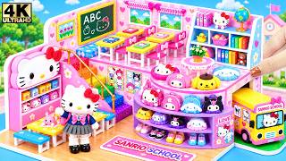 🌈🎀 Build Gorgeous Hello Kitty School with Colorful School Supplies & Cute School Bus 💗 DIY House