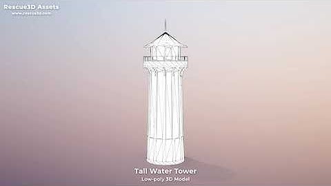 Tall Water Tower low-poly 3D model by Rescue3D Assets