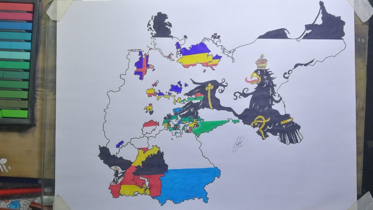 Drawing German Empire flag map | Deutsches Reich Flagge Karte Zeichnung