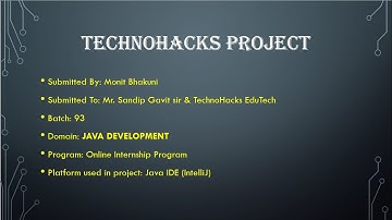Task1 on Java Programing | Online Internship program at @Technohacksedutech