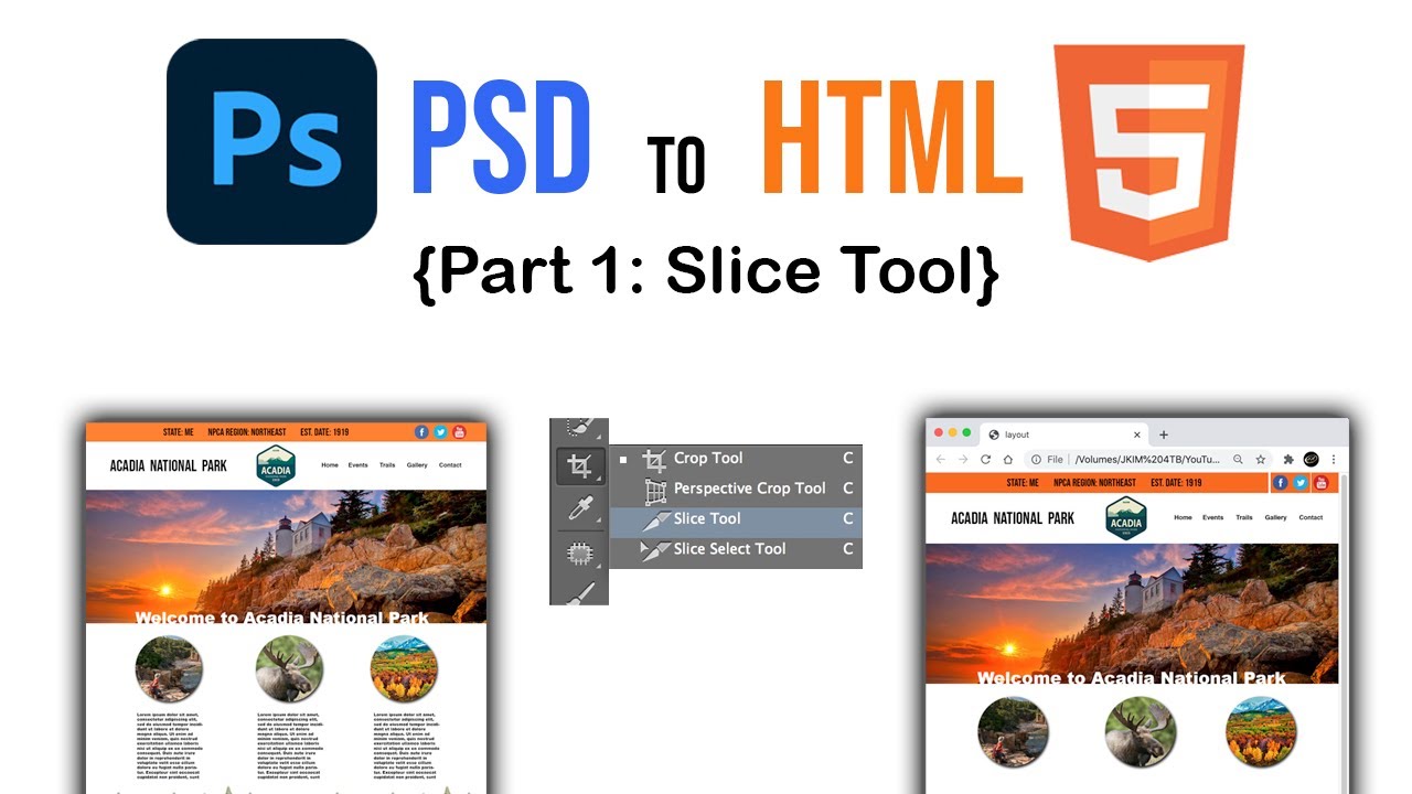Convert PSD to HTML using Slice Tool in Photoshop (Part 1) - YouTube