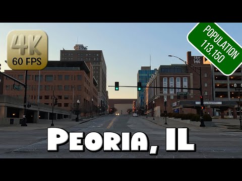 Driving Around Downtown Peoria, IL in 4k Video