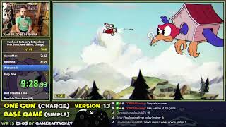 Cuphead One Gun Charge in 25:37 (Base Game, Simple)