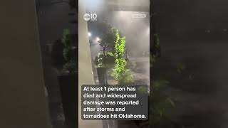 Video shows a strong tornado battering a Hampton Inn in Oklahoma