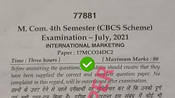 Mdu MCom 4th Sem Internation Marketing Question Paper 2021