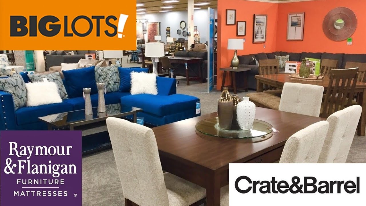 BIG LOTS CRATE AND BARREL RAYMOUR AND FLANIGAN FURNITURE SHOP WITH ME SHOPPING STORE WALK