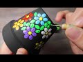 EASY Dot Painting OVAL Daisy Flower Pot Rainbow Colors Step By Step | Lydia May
