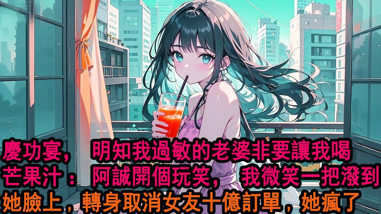 慶功宴上,老婆遞給我一杯飲料,我喝了。突然,她的小竹馬笑問 「芒果汁好喝嗎 」明知我芒果過敏的老婆笑著說 「阿誠非要讓我開個玩笑」我把剩下的芒果汁潑到她臉上,轉身離開，取消女友十億訂單,她瘋了