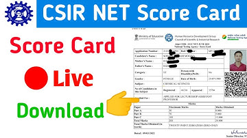Csir Net Score Card | Csir Ugc Net Score Card Download |Csir Net Result 2021#Csir_Net_score_card