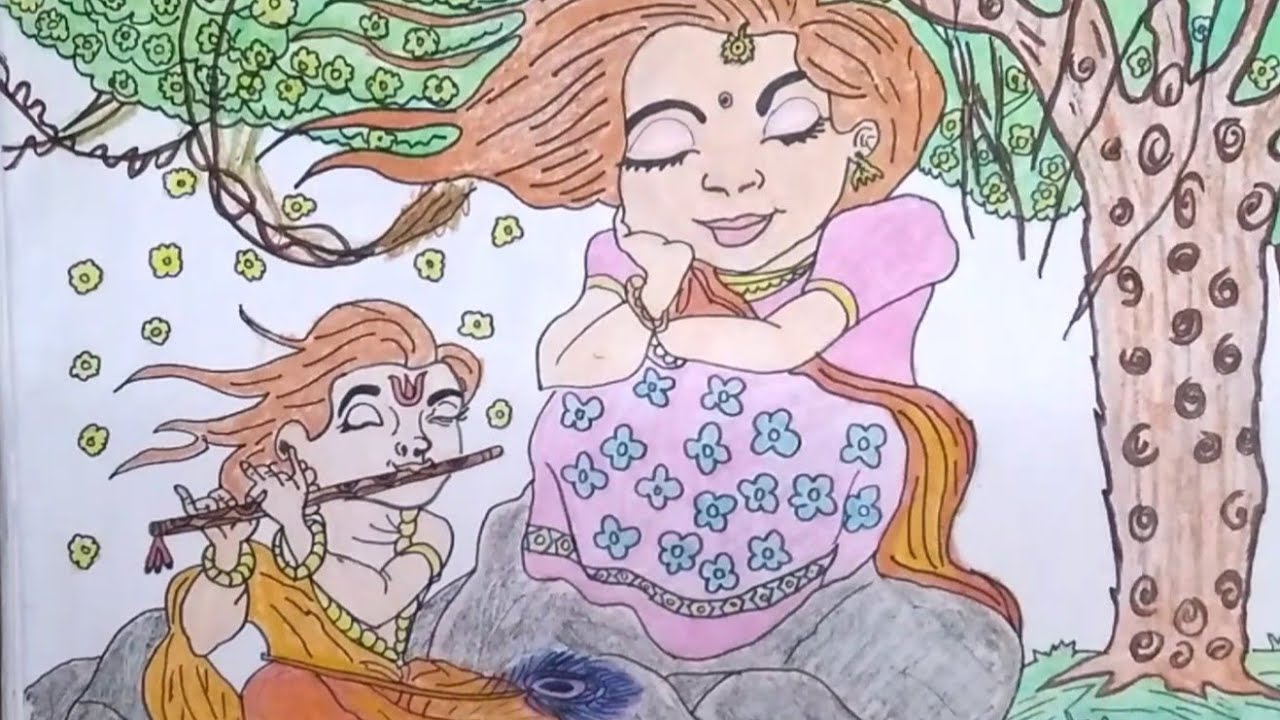 🙏 ️How to drawing Little Krishna and Radha || drawing step by step