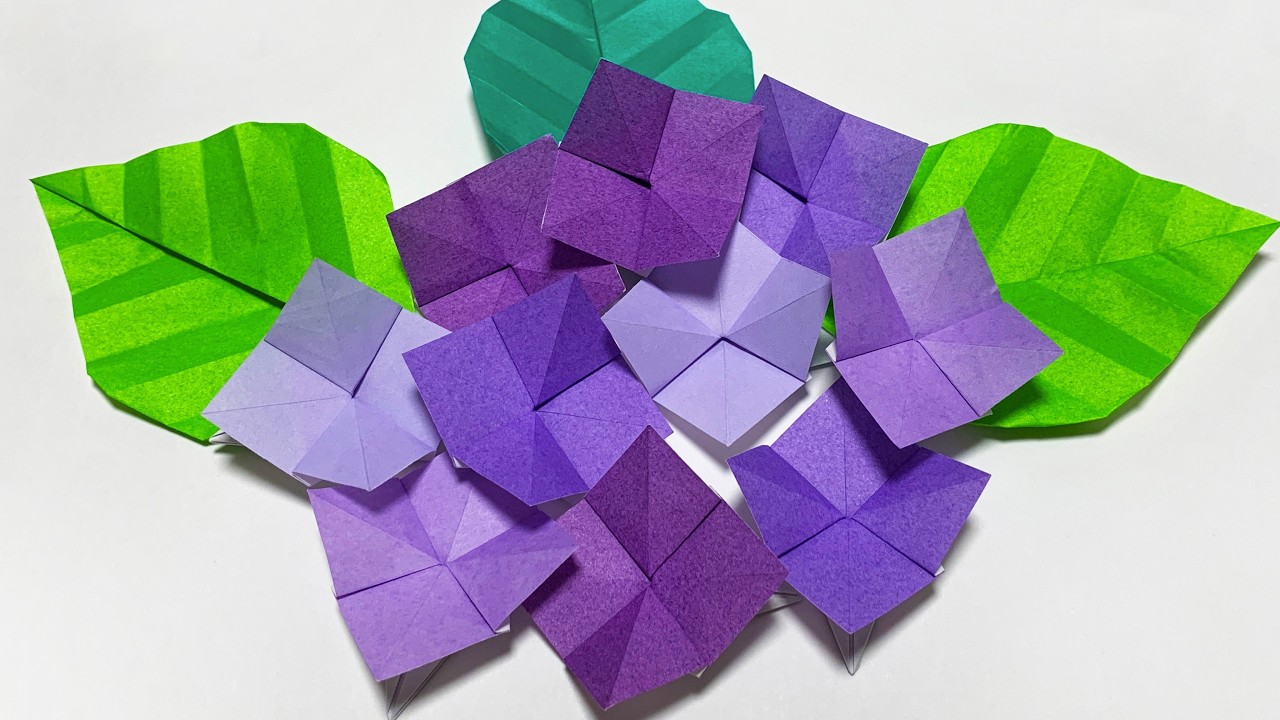 簡単折り紙】可愛い「あじさい」の作り方🌼本格的 How to make