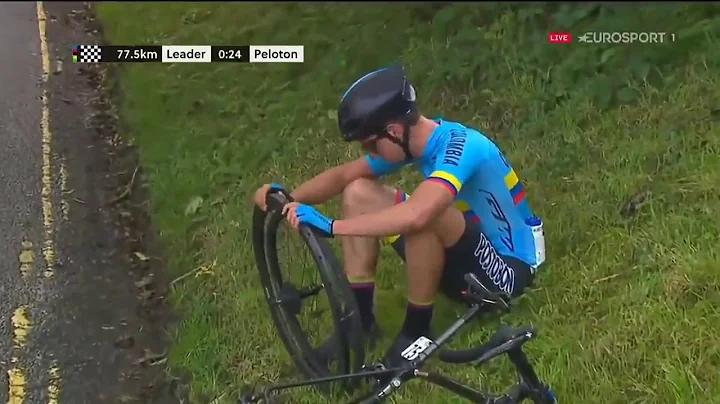 Colombian Cyclist in tears after being left stranded