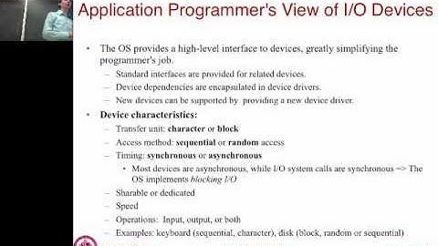 Lecture 18: I/O systems and device drivers