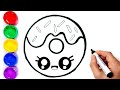 Donut Çizme Ve Boyama | Kolay Resim Çizme Ve Boyama | Donut | Kolay Çizimler