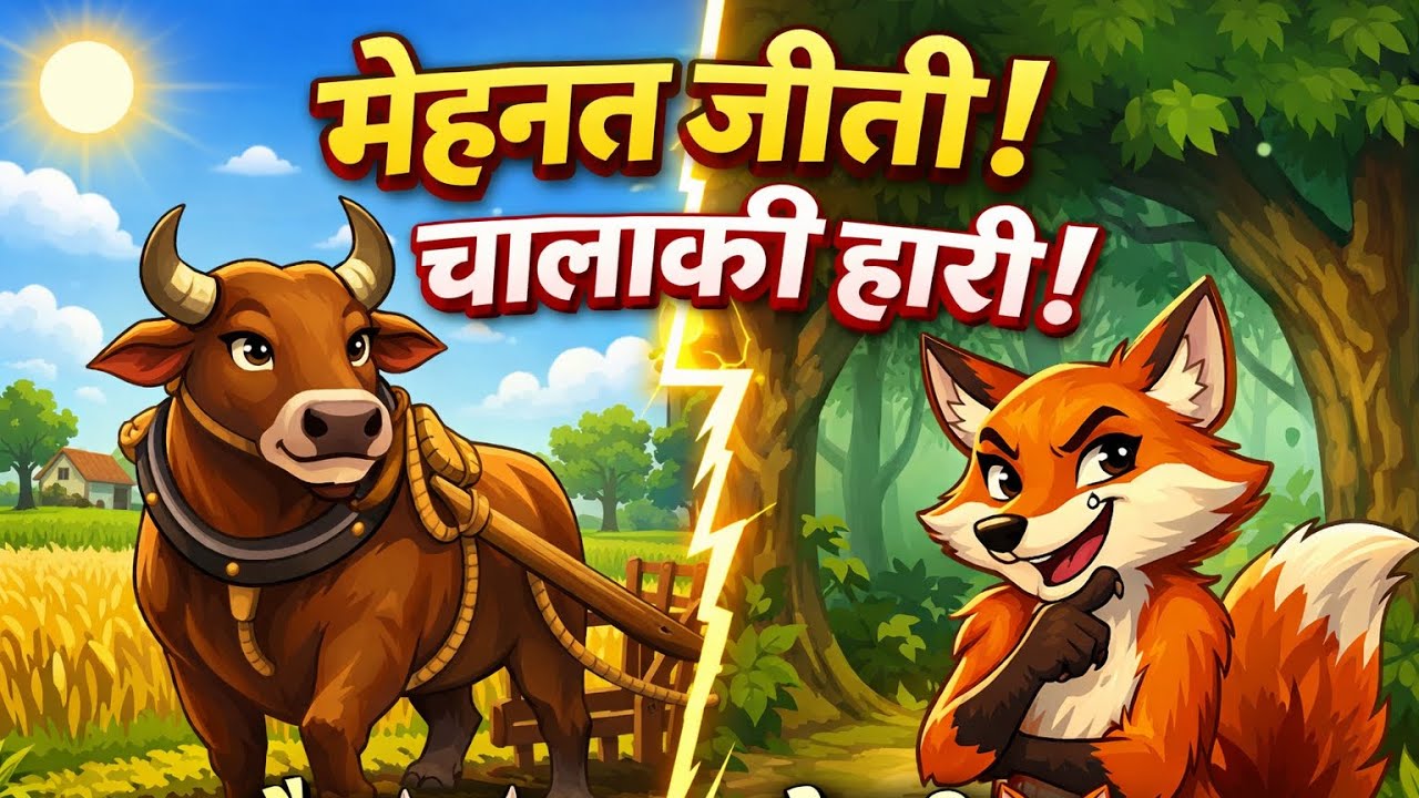 बैल और लोमड़ी की कहानी | मेहनत बनाम चालाकी | Moral Story for Kids | Hindi Kahani 
