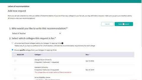 Naviance Student: Letter of Recommendation Request