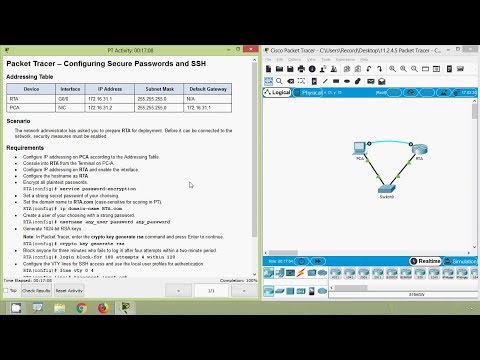 Packet Tracer - Configuring Secure Passwords and SSH