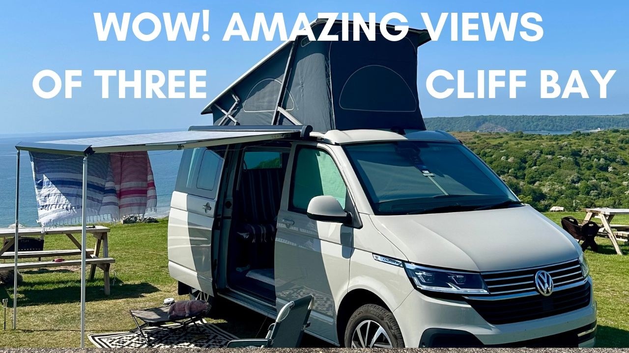 Amazing views! VW California Ocean Campervan in Gower Peninsula, Wales @ Three Cliffs campsite