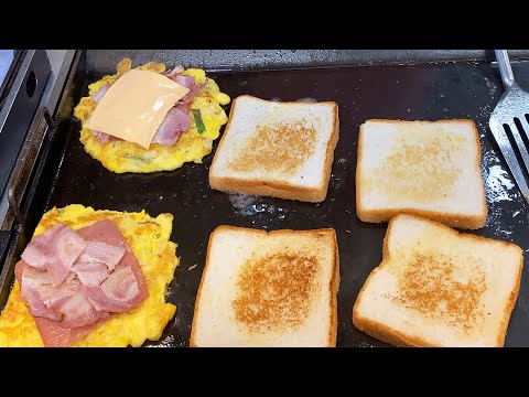 HAM CHEESE and BACON SANDWICH - KOREAN STREET FOOD