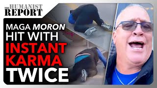 Watch Trump Supporter Falls On His Face After Yelling Slurs At No Kings Protesters