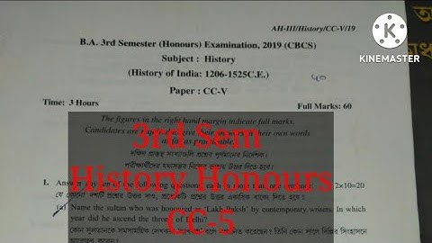 3rd Sem History Honours CC-5, 2019 Question paper, Burdwan University