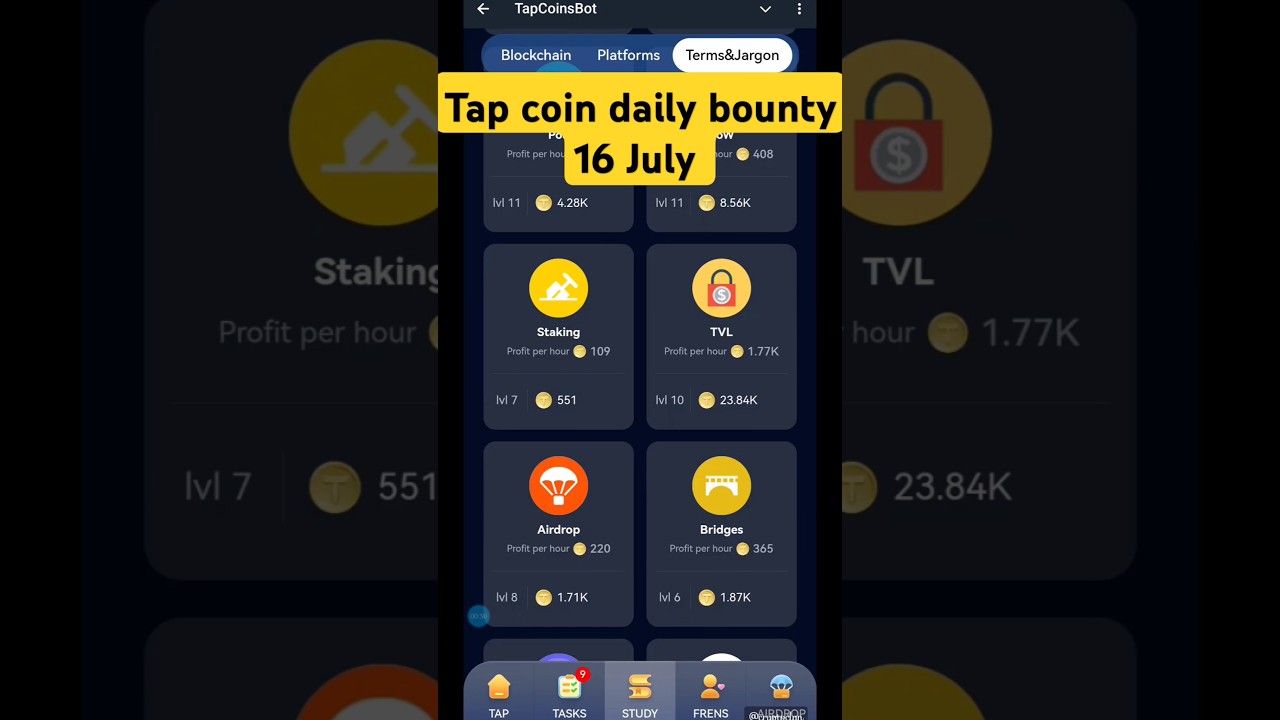 tap coin daily bounty 16 July 