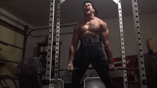 820 lb STRAPLESS Jefferson Below Knee Rack Pull