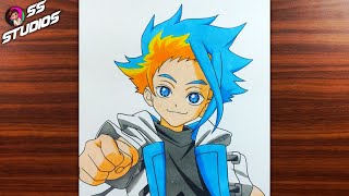 How To draw X Korusu from Beyblade X Beyblade X main Character X Koruso Drawing