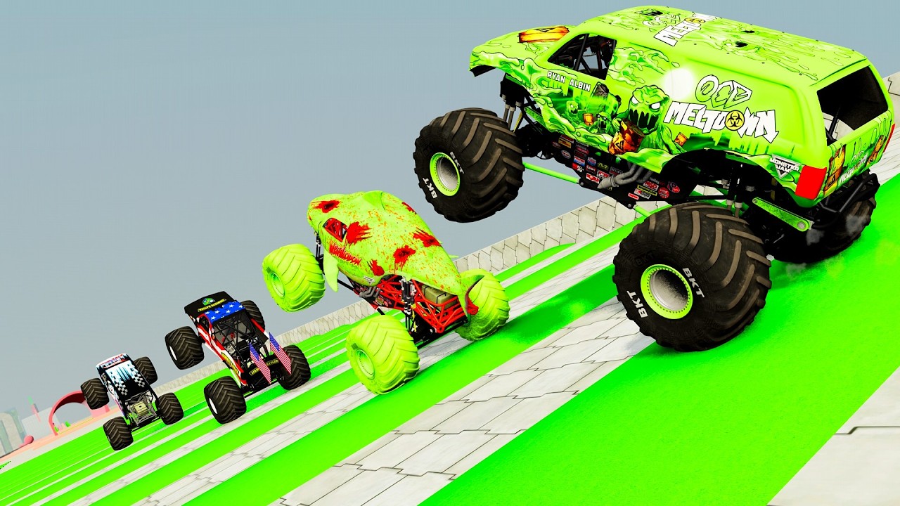 Epic High-Speed Monster Trucks Crazy Jumps & Crashes in BeamNG.drive #012