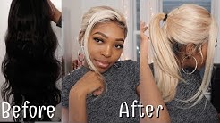 Bleaching a lace front wig from to black to blonde (1b to 613) Ft Donmily Hair | Takisha Etienne