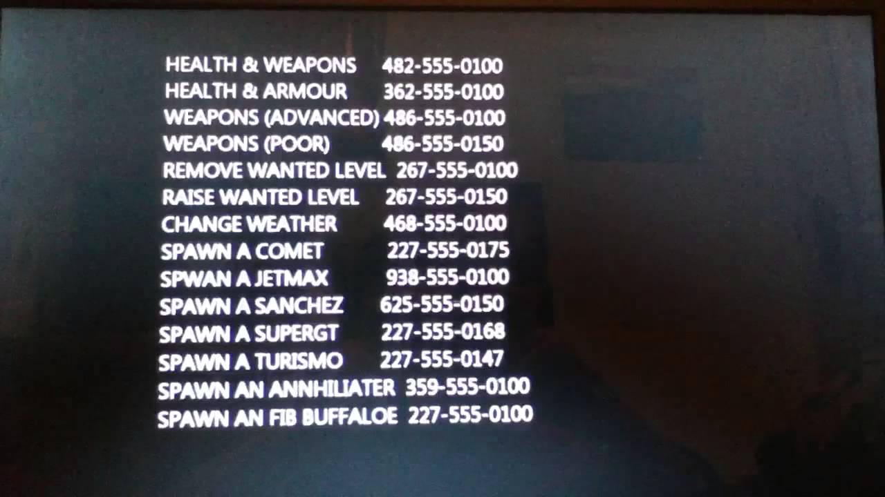 gta 5 number cheat codes ps3