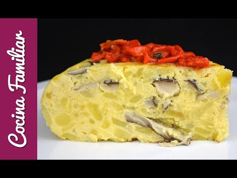 Tortilla de patatas o tortilla española con setas. Recetas de picoteo | Recetas de Javier Romero