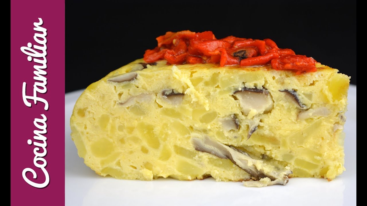 Tortilla de patatas o tortilla española con setas. Recetas de picoteo | Recetas de Javier Romero