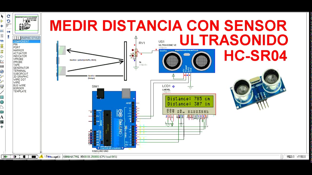 MEDIR DISTANCIA CON SENSOR ULTRASONIDO HC-SR04-ARDUINO UNO-LCD 2X16 ...