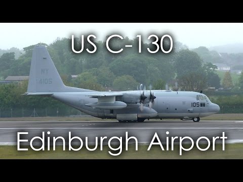 USMC KC-130 164105 Takeoff at Edinburgh Airport