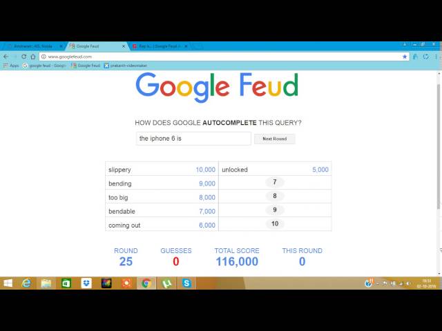 answer for Google Feud Project by Yearly Gallium