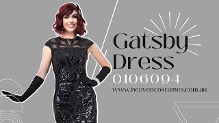 Mid Length Black Sequin Gatsby Dress - Heaven Costumes Exclusive
