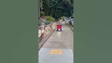 Walking around a street with a robot in West Los Angeles