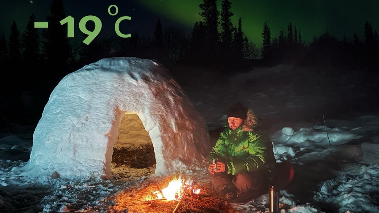 Building an Igloo at -19°C ❄️ Overnight Survival in Extreme Cold