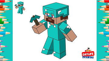 How to Draw Minecraft Diamond Armor Steve | Minecraft Drawing Tutorial