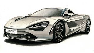 Realistic Car Drawing - McLaren 720S - Time Lapse