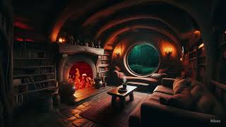 Cozy Hobbit Bedroom  Relaxing Fireplace with Soothing Rainfall Sounds / rain on roof / Deep Sleep